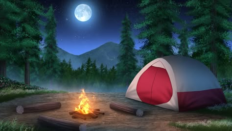 Campsite, Duy Tung on ArtStation at https://www.artstation.com/artwork/EVQ26v Camp Background, Episode Interactive Backgrounds, Anime Places, Free Green Screen, Artistic Pictures, Girl Background, Scenery Background, Living Room Background, Cartoon Background