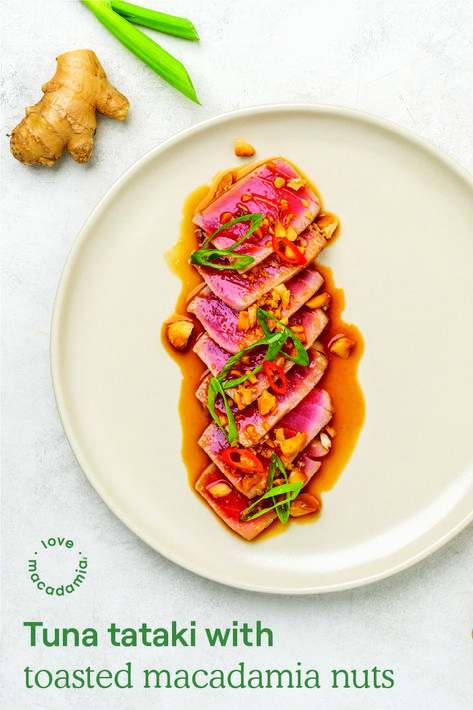 Tuna Tataki Recipe, Macadamia Recipes, Butter Boards, Tuna Tataki, Chilli Seeds, Seared Tuna, Ahi Tuna, Tuna Fish, Dinner Inspiration