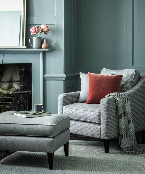 Duck Egg Blue Lounge, Duck Egg Blue Sofa, Duck Egg Blue Living Room, Duck Egg Living Room, Blue Paint Living Room, Blue Sofa Living, Awkward Corner, Living Room Colour Schemes, Blue Sofas Living Room