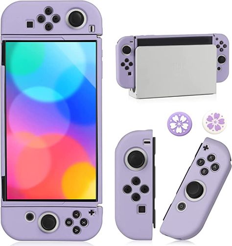 Nintendo Switch Button Covers, Nintendo Switch Oled Accessories, Purple Nintendo Switch, Elsa Christmas, Purple Video, Nintendo Decor, Switch Oled Case, Kawaii Nintendo, Nintendo Switch Console