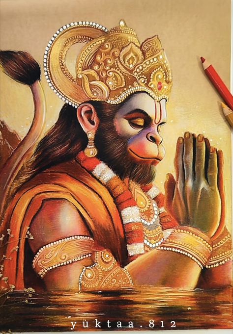 Hindu Gods Drawing, Hanuman Art Artworks, Bal Hanuman Drawing, Hanuman Ji Painting Acrylic, Hanuman Sketch, Hanuman Ji Drawing, Lord Drawing, Lord Narayan, Hanuman Art