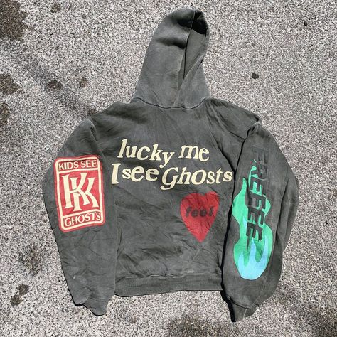 I See Ghosts Hoodie, Lucky Me I See Ghosts, I See Ghosts, Ghost Hoodie, Custom Adidas, Lucky Me, Project Inspiration, Back To School Outfits, Kanye West