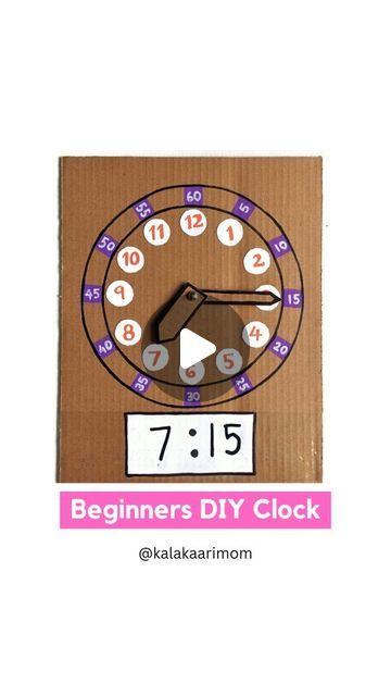 How to teach time to Kids DIY Cardboard Clock Clock Teaching Time Kids, Clock Making Ideas Kids, Clock Activities For Kids, Diy Clock For Kids, Clock Learning For Kids, Maths Preschool, Parts Of A Clock, Teach Telling Time, Cardboard Clock