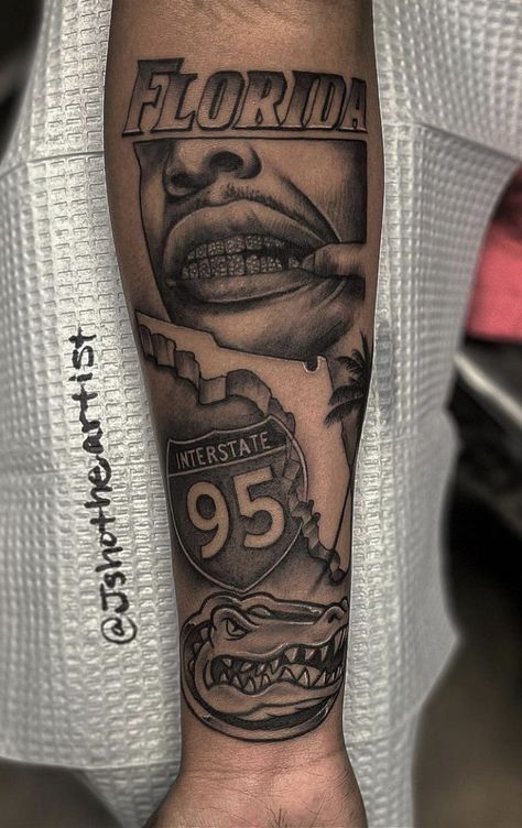 Unique Rare Tattoos, I-95 Tattoo, I Have God Im Good, Mens Forearm Tattoos Sleeve Men Styles, Me Vs Me Tattoo Men, I95 Tattoo, Georgia Tattoo Ideas For Men, Tattoo Nwa, 305 Tattoo Miami