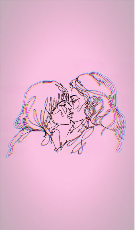 Drawing Of Two People Kissing, Drawing Of Two People, Two People Kissing, Aesthetic Minimalist Wallpaper, People Kissing, Spine Tattoos For Women, Gay Aesthetic, Purple Wallpaper Iphone, Room Pictures