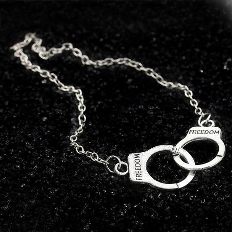 Buy Cheermo Handcuff Necklace | YesStyle Harley Quinn Shoes, Black Metal Jewelry, Handcuff Necklace, Grunge Jewelry, Costume Necklaces, Heart Choker, Jewelry Boards, Feather Pendant, Unisex Jewelry