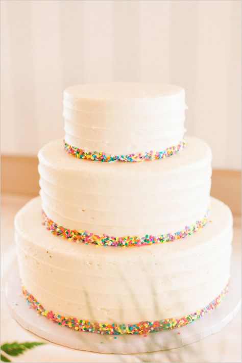 Simple Tiered Cake Birthday, Funfetti Wedding Cake Beautiful, Simple Colorful Wedding Cake, Sprinkle Wedding Cakes, Sprinkle Cakes, 40th Fiesta, Susie Cakes, Sprinkles Cake, Tiered Cakes Birthday