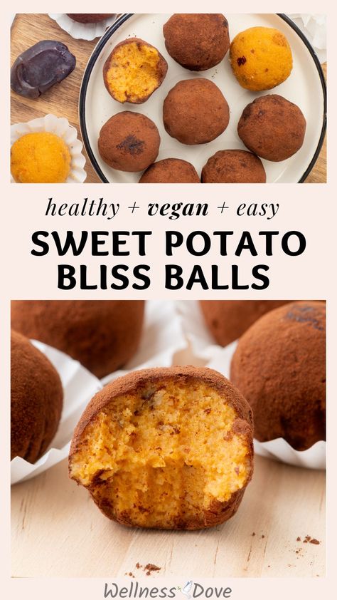 Sweet Potatoes Snacks Healthy, Sweet Potato Dessert Vegan, Sweet Potato Snack Recipes, Sweet Potato Truffles, Sweet Potato Vegan Recipes, Sweet Potato Dessert Healthy, Sweet Potato Candy, Wfpb Snacks, Sweet Potato Snack