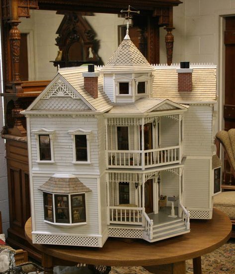 placestock_victoriandollhouse by PilgrimSoul on DeviantArt White Dollhouse Exterior, Popsicle House, Popsicle Stick Houses, Doll House Plans, Victorian Dollhouse, All I Ask, Dollhouse Kits, Barbie House, Miniature Houses