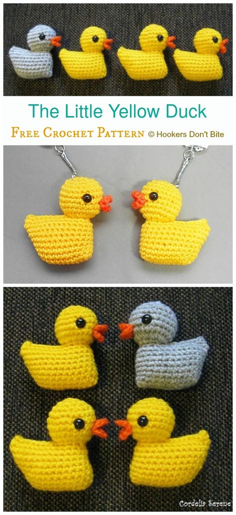 Amigurumi Duck Free Crochet Patterns- Crochet & Knitting Crochet Ragdoll, Kat Haken, Crocheted Things, Crocheted Toys, Crochet Animal Amigurumi, Small Dolls, Confection Au Crochet, Animal Crochet, Crochet Keychain Pattern