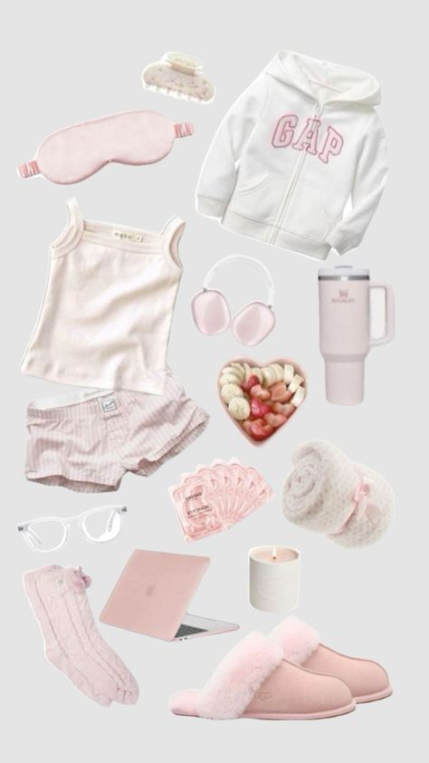 Not MINE Comfy Coquette, Sleep Fits, Lalala Girl, Cute Pink Outfits, Relaxing Night, Pink Stuff, Cute Lazy Day Outfits, Cute Preppy Outfits, Lazy Day Outfits