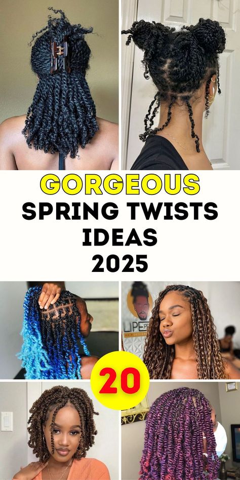 Redefine your look with 20 spring twists, showcasing creative hairstyles for natural hair. Try short braids hairstyles or opt for medium box braids with curls for a trendy yet timeless vibe. Long crochet twists add elegance, while tutorials simplify braided buns, ponytails, and afro styles. Embrace small twists, dreads, or locs for versatility and charm. These ideas celebrate individuality and offer endless inspiration for creating fresh and fashionable looks this spring. Medium Box Braids, Spring Twists, Crochet Twist, Afro Style, Small Braids, Short Braids, Braids With Curls, Braided Bun, Spring Hairstyles