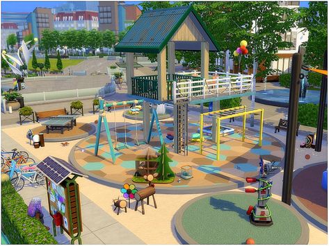 Newcrest Park Sims 4, Sims 4 Newcrest Park, Park Sims 4 Ideas, Park Sims 4 Cc, Sims 4 Park Builds, Sims Park Ideas, Sims Park, Sims 4 Playground, Sims 4 Park Layout