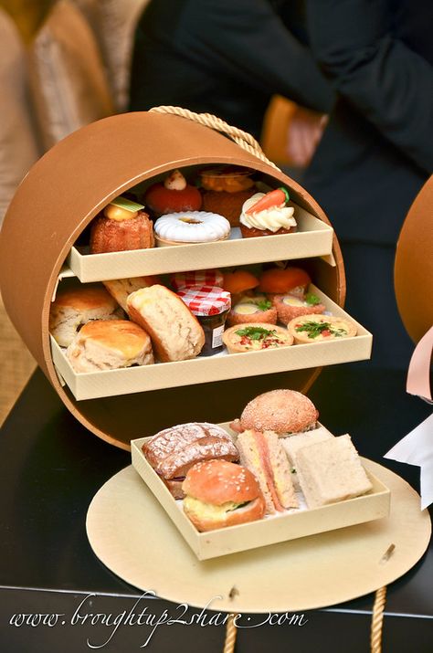 Elegant Afternoon Tea Box @ Majestic Kuala Lumpur – Brought Up 2 Share Pop Up Shop Food Ideas, Patisserie Packaging, Dessert Packaging Design, Glass Atrium, Afternoon Tea Stand, Afternoon Tea For Two, Afternoon Tea Recipes, Dessert Packaging, Dessert Boxes