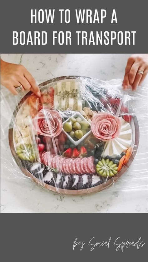 socialspreads on Instagram: Wrapping and transporting your platters/boards/boxes is the job after the job and it is not without its challenges. Here are some of my… How To Transport Charcuterie Board, Charcuterie Board Round Platter, How To Assemble A Charcuterie Board, Charcuterie Diy, Cheeseboard Platter, Personal Charcuterie, Married Ideas, Charcuterie Business, Appetizer Boards