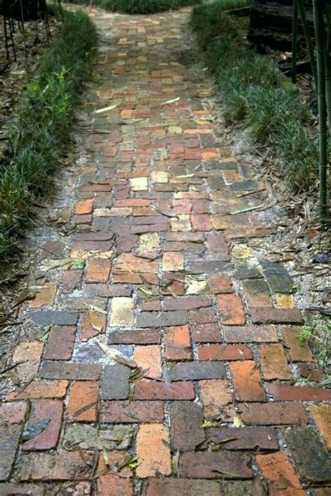 Reclaimed Brick Patio, Walkway Designs, Brick And Concrete, Brick Pathway, Zen Rock, Walkway Design, Brick Path, Concrete Walkway, Brick Walkway