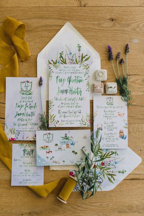 Watercolor Wedding Suite, Hand Painted Invitation, Hand Painted Wedding Stationery, Hand Painted Wedding Invitations, Wedding Stationary Ideas, Invitation Design Inspiration, Painted Wedding Invitation, Witch Wedding, Floral Garden Party