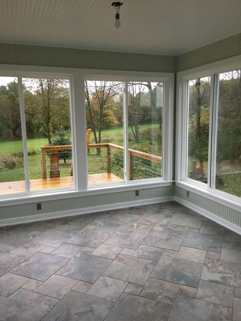 Porch To Sunroom, Sunroom Remodel, Sunroom Windows, Back Porch Designs, Small Sunroom, Porch Enclosures, Screened Porch Designs, 4 Season Room, Sunroom Addition