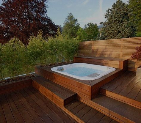 Whirlpool Deck, Swim Spa Deck, Hot Tub Deck Design, Spa Deck, Hot Tub Privacy, Outdoor Jacuzzi, Backyard Spa, Hot Tub Landscaping, Hot Tub Surround