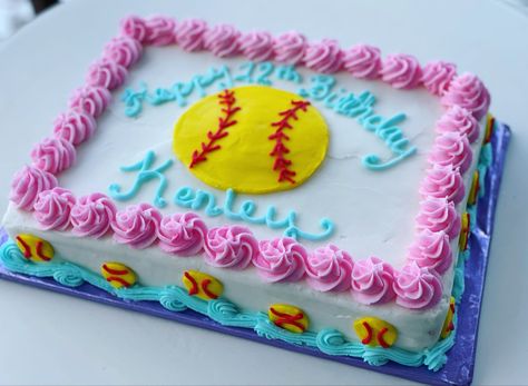 Softball Sheet Cake Ideas, Softball Sheet Cake, Softball Cakes For Girls Birthdays, Softball Cakes, Softball Birthday Cakes, Softball Cake, Sports Birthday Cakes, Softball Birthday Parties, Softball Birthday