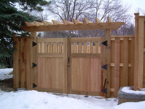 Wood Privacy Fence in St Paul, Lakeville, Twin Cities, Woodbury, Cottage Grove & Minneapolis, (MN) - Dakota Unlimited Craftsman Landscaping, Cedar Gate, Wood Fence Gates, Wooden Garden Gate, Backyard Gates, Garden Gate Design, Wood Fence Design, Wooden Gate, Fence Gate Design