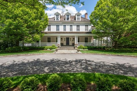 French Doors Office, New Canaan Connecticut, Pool Prices, Underground Sprinkler, Dining Room Fireplace, Wood Shingles, Old Houses For Sale, New Canaan, Michael Smith