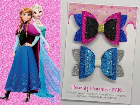 Disney Faux Leather Bows, Frozen Hair Bows, Frozen Bows, Disney Princess Hair Bows, Diy Hair Accessories Tutorial, Newborn Hair Bows, Diy Leather Bows, Hair Bows Diy Ribbon, Disney Hair Bows