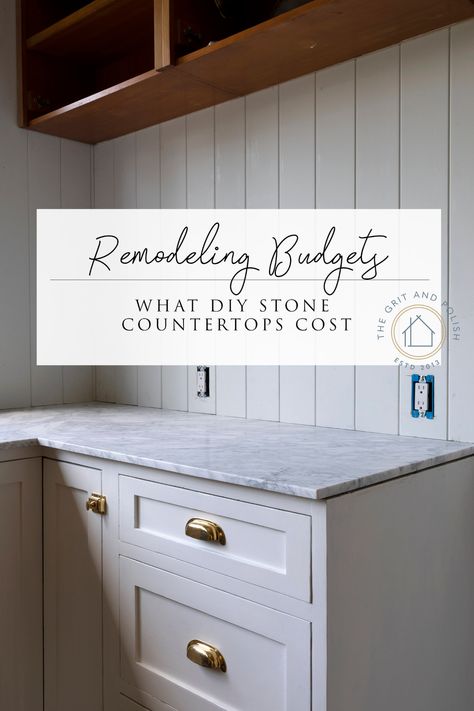 Farmhouse Kitchen // What our DIY Marble Countertops Cost — The Grit and Polish Diy Marble Countertops, Cost Of Countertops, The Grit And Polish, Grit And Polish, Stone Countertops Kitchen, Marble Countertops Kitchen, Budget Remodel, Renovation Budget, Diy Marble