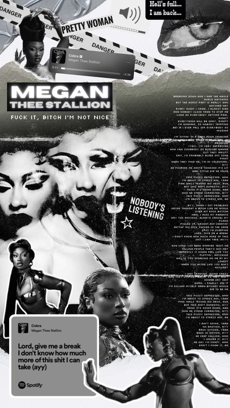 Time for the new Meg era. #cobra #mts #megantheestallion #monochrome #bw #blackandwhite #lyrics #notnice #traumazine #black #white #blackaesthetic #monochromeaesthetic Alcohol Bottle Crafts, Monochrome Aesthetic, Instagram Baddie, Black Goddess, Megan Thee Stallion, Black Art Painting, Black And White Posters, Black Aesthetic Wallpaper, Music Wallpaper