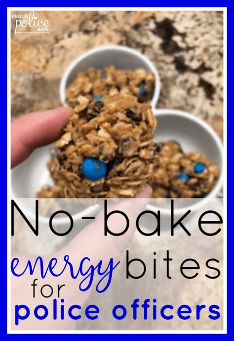 Police officers need as much energy they can get while on duty. These protein-packed, super easy, no-bake energy bites do just that! Lunch Recipies, Law Enforcement Wife, Police Appreciation, Police Wife Life, Police Mom, Leo Wife, No Bake Energy Bites, Work Lunches, Police Wife