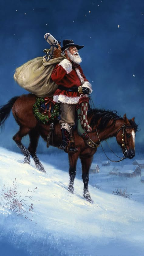 Cowboy Christmas Wallpaper, Western Christmas Wallpaper, Animated Christmas Cards, Jack Sorenson, Animated Christmas Card, Cowgirl Photoshoot, Christian Christmas Cards, Christmas Cowboy, Cowboy Santa