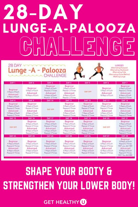 If you want lean, strong legs and a shapely behind, our 28-Day Lunge-A-Palooza Challenge is the perfect opportunity for you to get them. Join today! #lungechallenge #lunges #workoutchallenge #lungeapalooza #gethealthyu Lunges Challenge, Lunge Challenge, Leg Challenge, Ball Workouts, Lunge Workout, Workout Challenges, Healthy Spine, At Home Workouts For Women, 28 Day Challenge