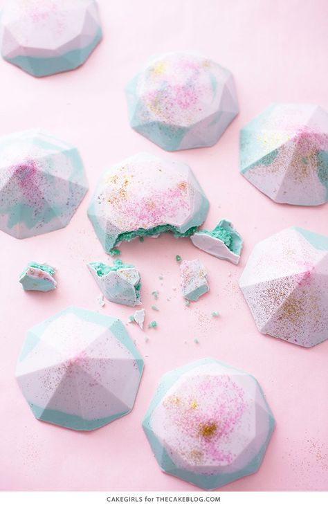 Cake Gems - how to make gem-shaped chocolate truffles filled with cake | by Cakegirls for TheCakeBlog.com Gem Cake, Sunflower Cupcakes, Growing Crystals, Cake Blog, Geode Art, Craft Foam, Cake Truffles, Concrete Crafts, Crystal Geode