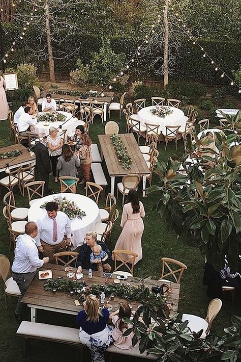 10 Unique Places to Have an Engagement Party | Wedding Forward Backyard Bbq Wedding Reception, Ranch Wedding Reception, Barbecue Wedding, Bbq Wedding Reception, Backyard Bbq Wedding, Backyard Wedding Dresses, Wedding Backyard Reception, Backyard Reception, Yard Wedding