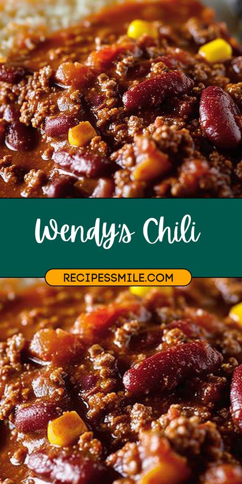 Wendys Chili Recipe Crockpot Easy, Chilli With Beans Recipe, Homemade Chili With Beans, Sweet Chilli Recipe, Ground Beef Chilli Recipes, Not Spicy Chili Recipe, Wendy’s Chilli, Wendy’s Chilli Recipe, Beef Chilli Recipes