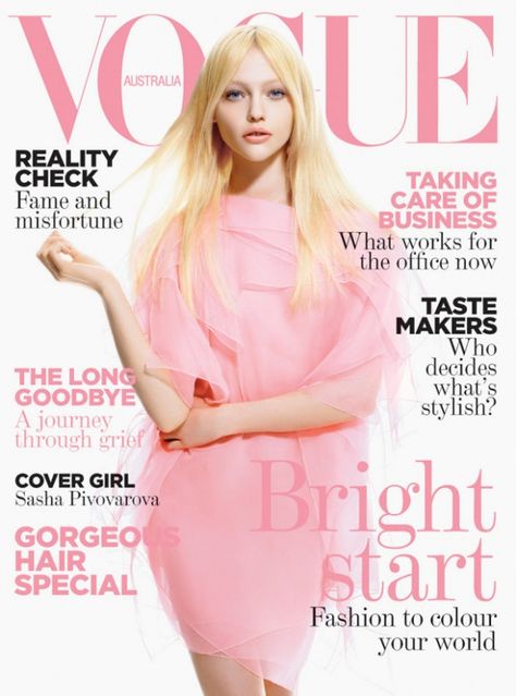 Sasha Pivovarova by Mario Sorrenti Vogue Australia May 2008 Sasha Pivovarova, Mode Rose, Vogue Magazine Covers, Mario Sorrenti, Fashion Magazine Cover, Helena Christensen, Fashion Cover, Bright Hair, Vogue Covers