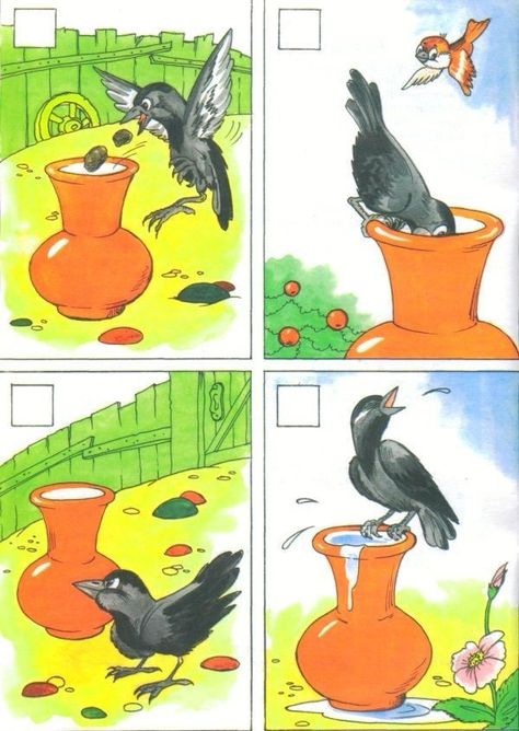 Story Sequencing Pictures, Thirsty Crow, Picture Story Writing, Picture Story For Kids, Montessori Math Activities, Crow Pictures, English Moral Stories, Sequencing Pictures, Short Moral Stories