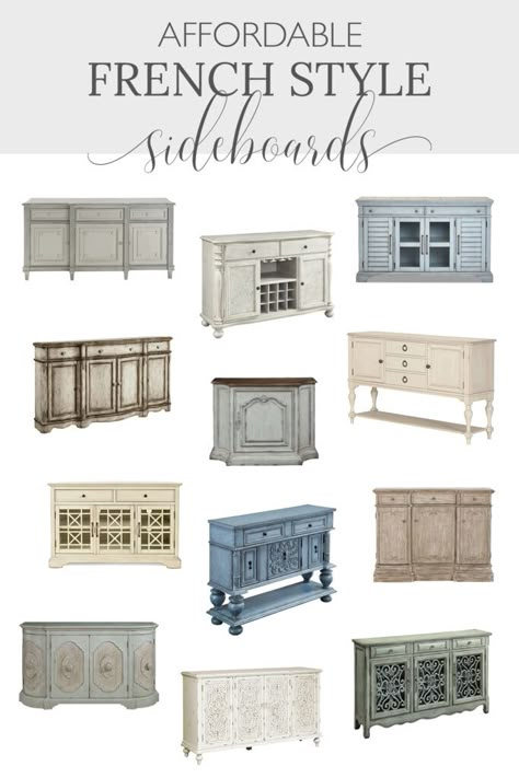 French Style Sideboard, French Farmhouse Dining Room, French Country Home Interiors, Modern French Farmhouse Decor, Modern French Home, French Country Sideboard, Country Sideboard, Farmhouse Buffet, Country Interior Design