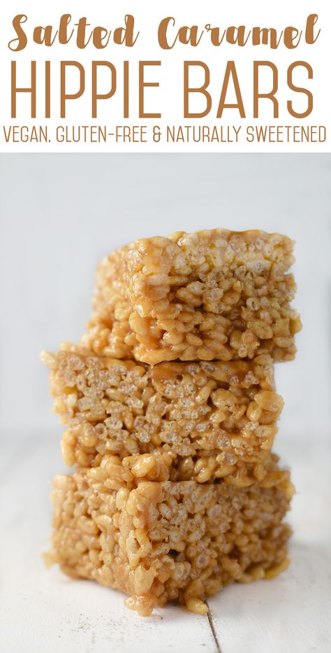 Vegan Salted Caramel Hippie Bars Vegan Salted Caramel, Rice Crispie, Rice Krispies Treats, Krispies Treats, Rice Crispy Treats, Crispy Treats, Dessert Bar, Treat You, Vegan Treats