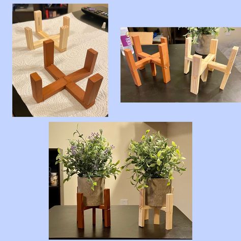 Jenga Candle Holder, Jenga Block Plant Stand Diy, Jenga Diy Decor, Jenga Block Plant Stand, Wood Block Crafts Diy Home Decor, Jenga Diy Crafts, Jenga Pieces Crafts, Diy With Jenga Blocks, Jinga Crafts Diy