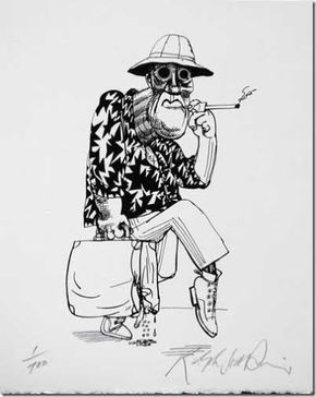 Ralph Steadman Art, Hunter S Thompson Quotes, Ralph Steadman, Hunter S Thompson, Halloween Flyer, Wood Art Projects, Hunter S, Fear And Loathing, Picture Books