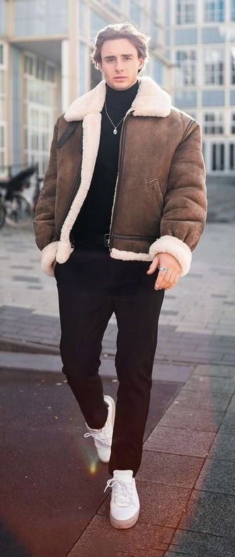 Brown Sherpa Jacket Outfit Men, Mens Sherpa Jacket Outfit, Shearling Jacket Outfit Men, Aviator Jacket Outfit Men, Sherpa Jacket Outfit Men, Aviator Jacket Men, Aviator Jacket Outfit, Fabian Arnold, Shearling Jacket Outfit