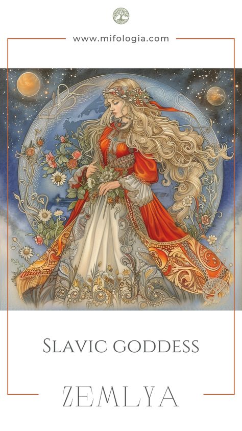 Dive into the mystical world of Zemlya, the Slavic Goddess of Earth. This beautiful illustration captures her essence as the nurturer and protector of life. 

#Zemlya #Земля #SlavicGoddess #EarthGoddess #Mythology #Mifologia #AncientLore #NatureDeity #EarthMother #SlavicPantheon Slavic Mythology Polish, Slavic Deities, Ukrainian Mythology, Goddess Of Earth, Slavic Goddess, Slavic Paganism, Slavic Mythology, Slavic Folklore, World Mythology