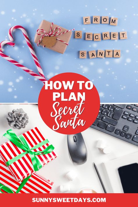 How To Organize Secret Santa At Work, How To Do Secret Santa At Work, Secret Santa Name Picking Ideas, Work Secret Santa Questions, Secret Santa Reveal Ideas, Secret Santa Rules For Work, Secret Santa Theme Ideas, Secret Santa Themes, Secret Santa Ideas For Work