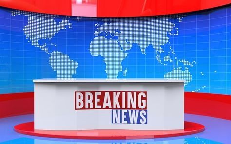 Premium Photo | Table and breaking news banner background in the news studio News Anchor Background Studio, News Anchor Background, Studio Berita, News Channel Background, Breaking News Template, News Studio Background, Anchor Background, News Template, Camera Logos Design