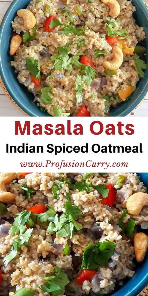 Masala Oats Recipes, Indian Oats Recipes, Oats Breakfast Recipes Indian, Oats Recipes Indian Healthy, Overnight Oats Indian, Masala Oats Recipes Indian, Savory Porridge, Masala Oats, Healthy Hearty Breakfast