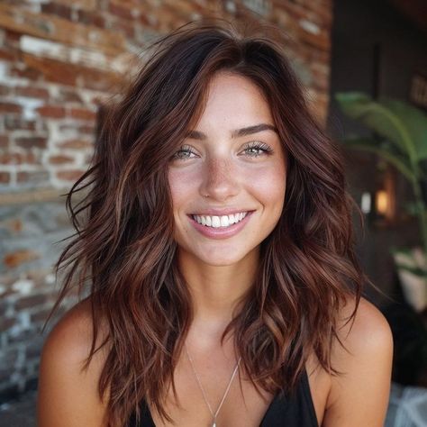 Dark Brown Hair With Highlights, Deep Brown Hair, Trendy Fall Hair Color, Pale Skin Hair Color, 2024 Hair Trends, Auburn Highlights, Hair With Highlights, Balayage Hair Dark, Red Brown Hair