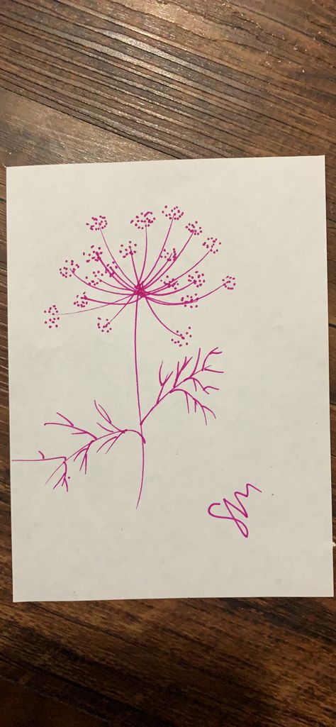 Dill Plant, Plant Sketch, Pink Marker, Plant Sketches, Floral Tattoos, Plant Tattoo, Get A Tattoo, Minimalist Tattoo, Garden Ideas