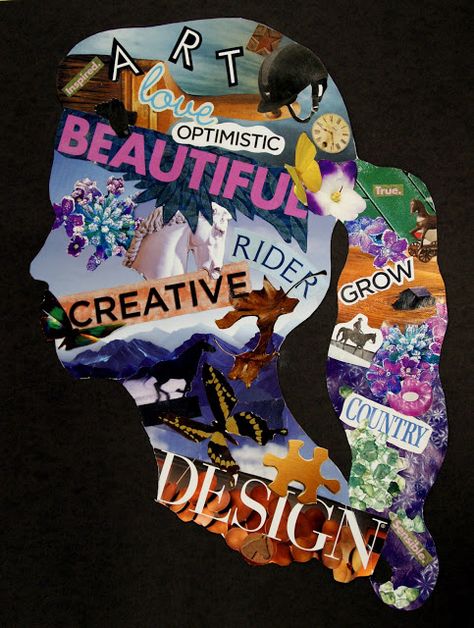 Christina's Equine Creations: Symbolic Self-Portrait Magazine Collage Self Portrait Collage Art, Identity Project Ideas, Identity Painting, Collage Examples, Collage Magazine, Classe D'art, Self Portrait Art, Collage Portrait, Collage Art Projects