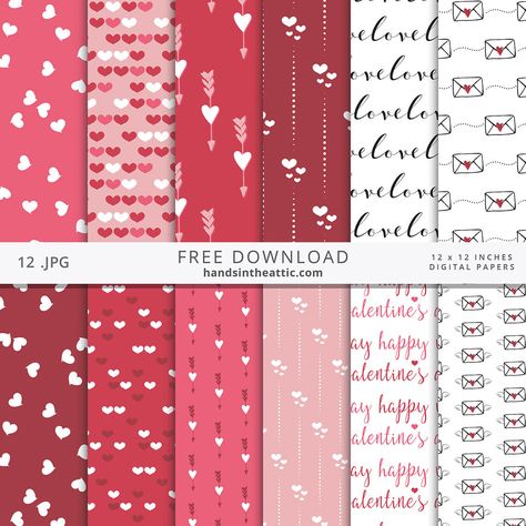 Free Digital Scrapbook Papers | Love, Hearts & Valentine's Day by Hands in the Attic Pattern Paper Free Printable, Scrapbook Pattern Paper, Love Pattern Paper, Pattern Papers Scrapbook, Heart Templates Free Printables Pink, Pink Scrapbook Paper Printable, Valentine Scrapbook Paper, Free Scrapbook Paper, Printable Paper Patterns